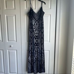 Lord and Taylor Navy Velvet Formal Dress